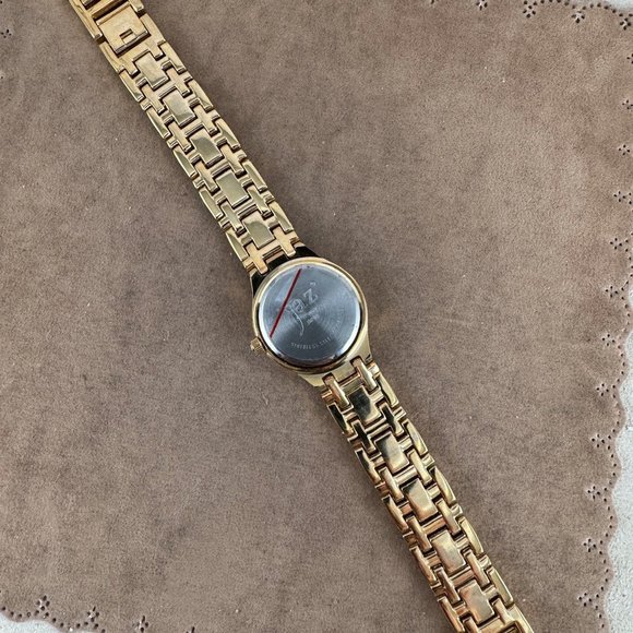 Vintage Jaz Paris French Designer Gold 18K gold plated Watch with red CZ Bezel - Picture 6 of 9